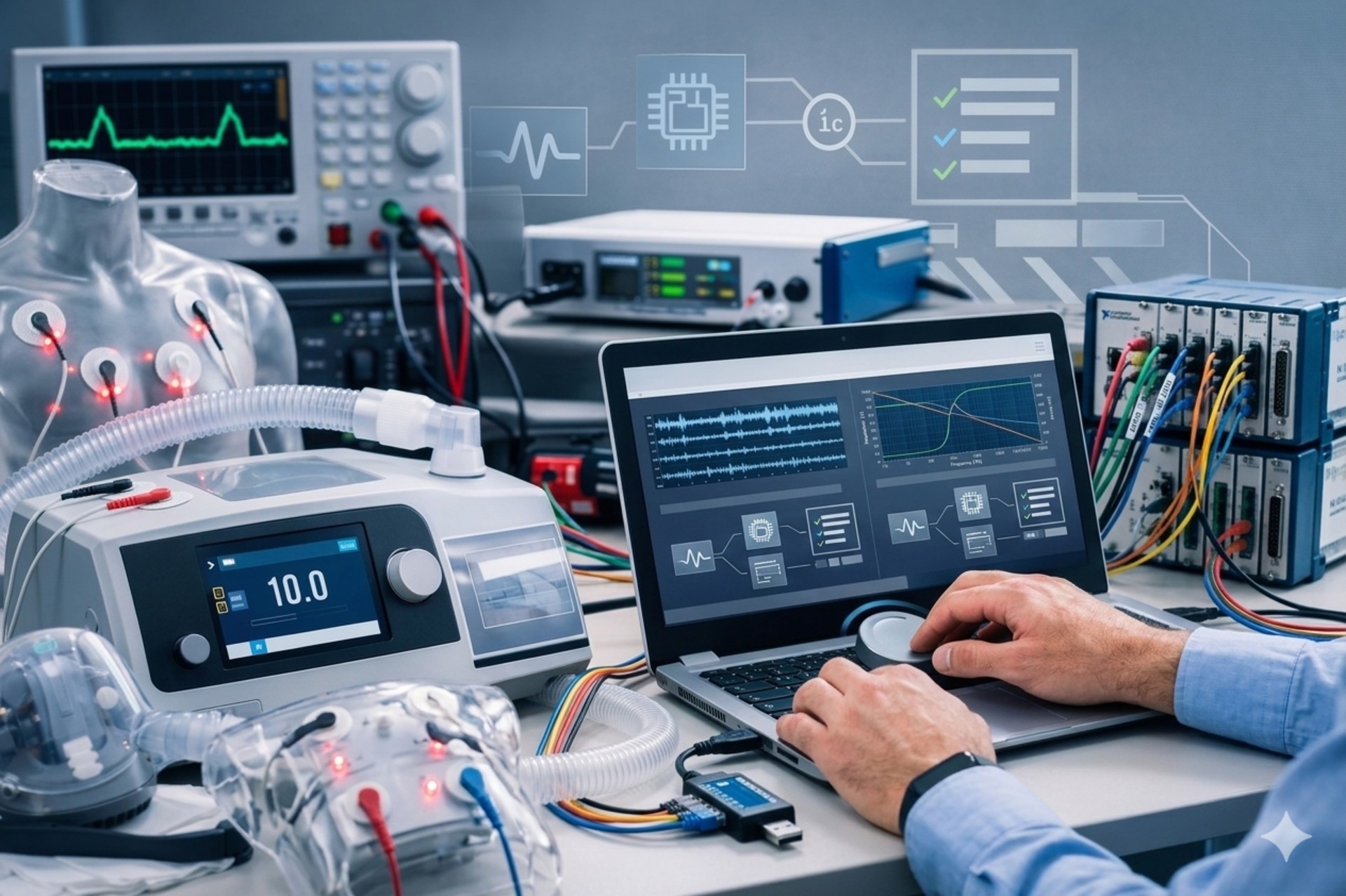 Automated medical device validation using LabVIEW and NI DAQ for EMG EIM diagnostic system
