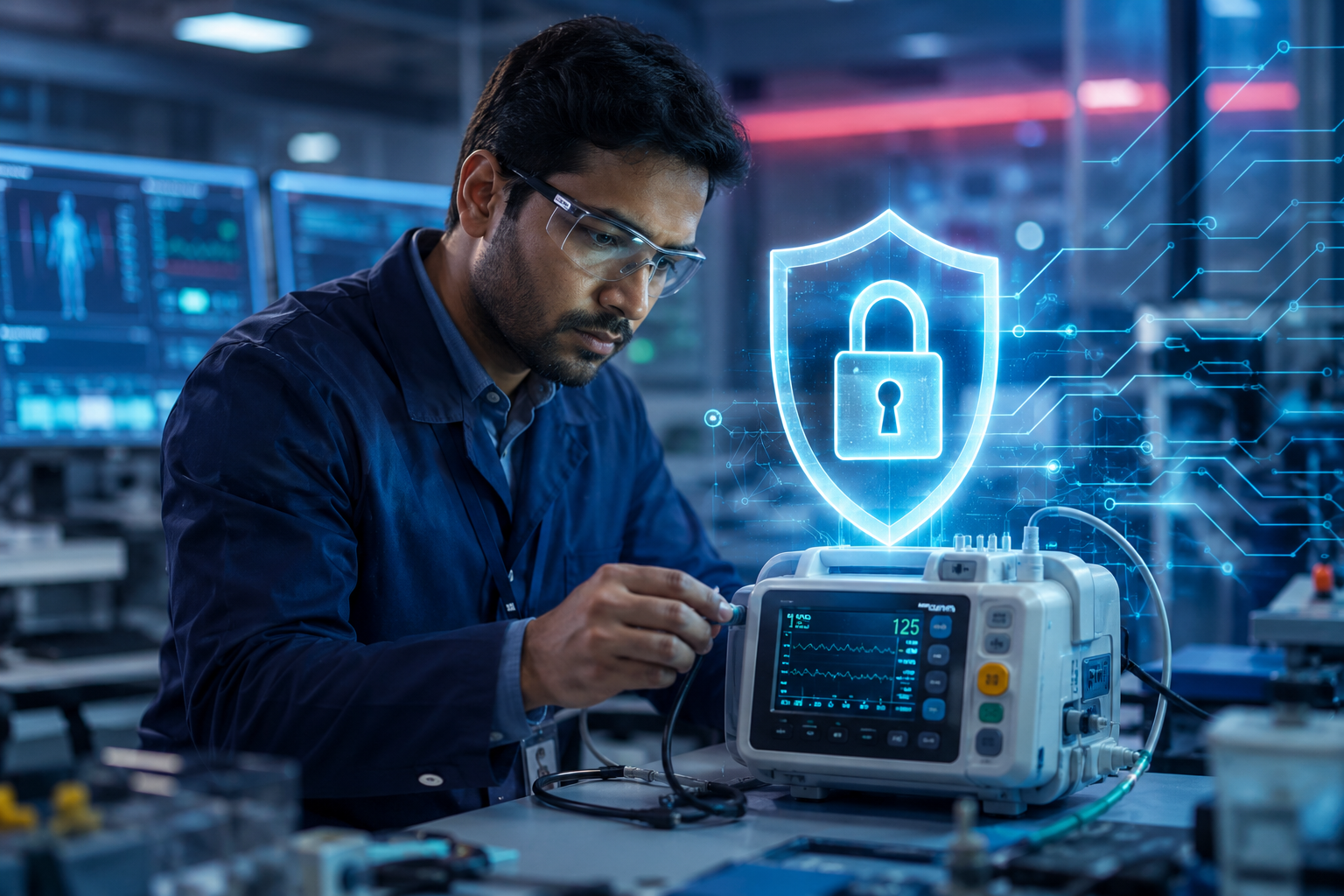 Medical device cybersecurity by design protecting a connected medical device with a digital security shield